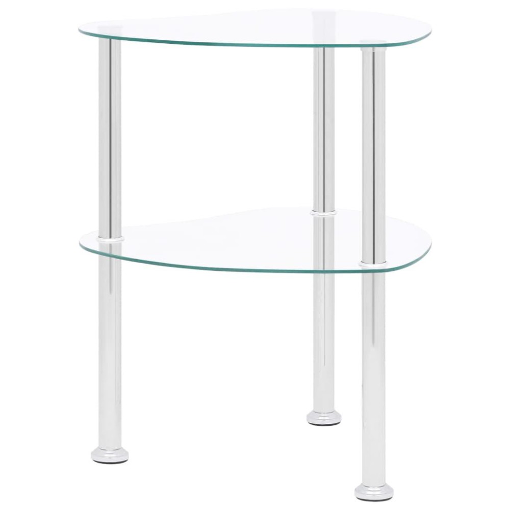 vidaXL 2-Tier Side Table Transparent 15