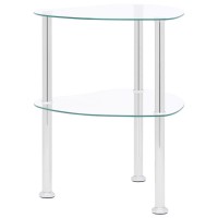 vidaXL 2-Tier Side Table Transparent 15