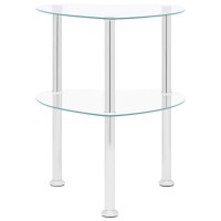 vidaXL 2-Tier Side Table Transparent 15