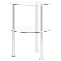 Vidaxl 2-Tier Side Table Transparent 15 Tempered Glass