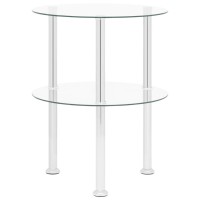 Vidaxl 2-Tier Side Table Transparent 15 Tempered Glass