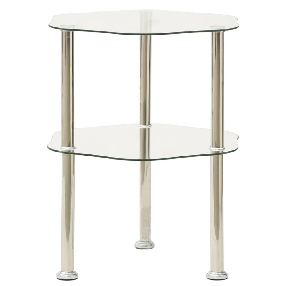 vidaXL 2-Tier Side Table Transparent 15