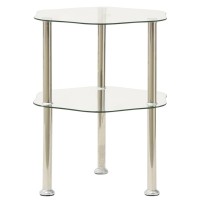 vidaXL 2-Tier Side Table Transparent 15