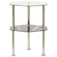 vidaXL 2-Tier Side Table Transparent & Black 15