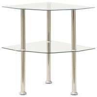 vidaXL 2-Tier Side Table Transparent 15