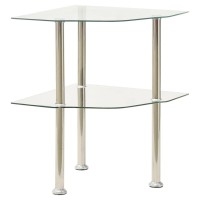 vidaXL 2-Tier Side Table Transparent 15