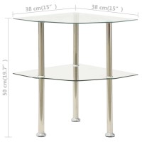 vidaXL 2-Tier Side Table Transparent 15