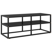 vidaXL TV Stand Black with Black Glass 39.4