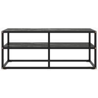 vidaXL TV Stand Black with Black Marble Glass 39.4