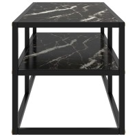 vidaXL TV Stand Black with Black Marble Glass 39.4