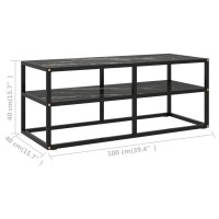 vidaXL TV Stand Black with Black Marble Glass 39.4