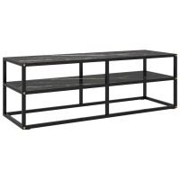 vidaXL TV Stand Black with Black Marble Glass 47.2