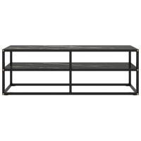 vidaXL TV Stand Black with Black Marble Glass 47.2