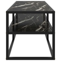 vidaXL TV Stand Black with Black Marble Glass 47.2