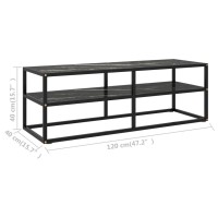 vidaXL TV Stand Black with Black Marble Glass 47.2