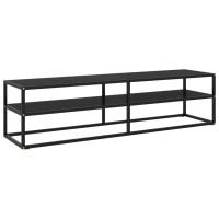 vidaXL TV Stand Black with Black Glass 63