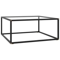Vidaxl Coffee Table Black With Tempered Glass 31.5X31.5X13.8