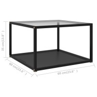 vidaXL Coffee Table Transparent and Black 23.6