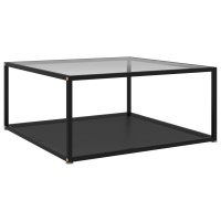 Vidaxl Coffee Table Transparent And Black 31.5X31.5X13.8 Tempered Glass