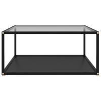 Vidaxl Coffee Table Transparent And Black 31.5X31.5X13.8 Tempered Glass
