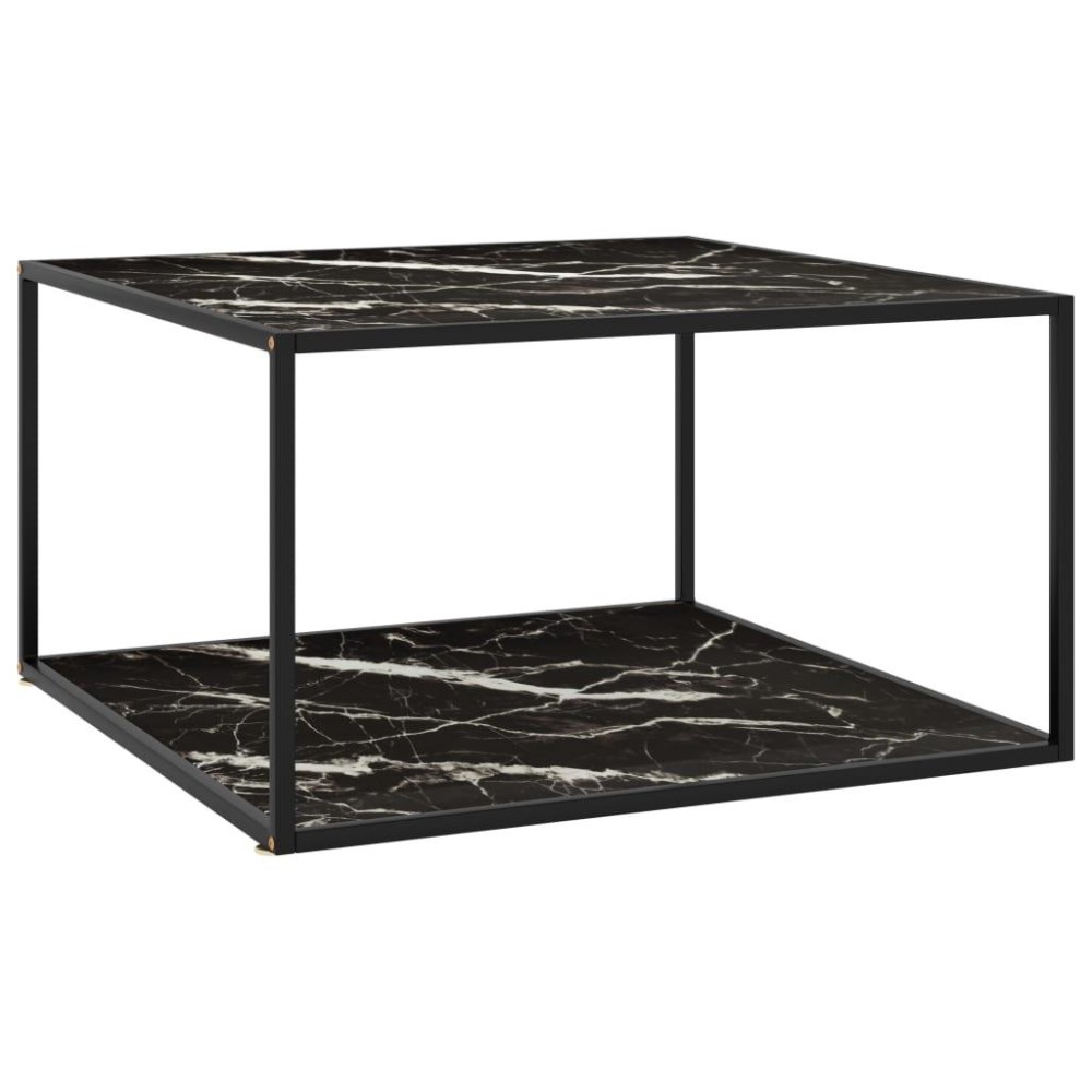 vidaXL Coffee Table Black with Black Marble Glass 35.4