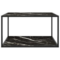 vidaXL Coffee Table Black with Black Marble Glass 35.4