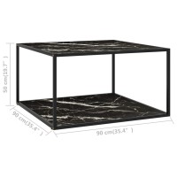 vidaXL Coffee Table Black with Black Marble Glass 35.4