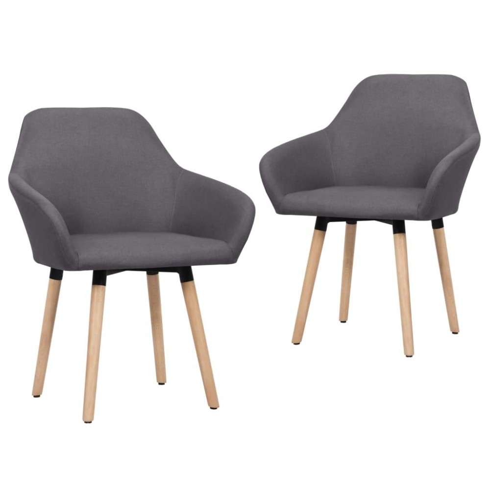 vidaXL Dining Chairs 2 pcs Dark Gray Fabric