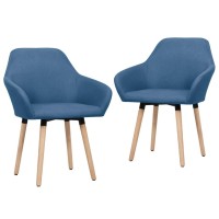 vidaXL Dining Chairs 2 pcs Blue Fabric