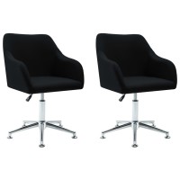 vidaXL Swivel Dining Chairs 2 pcs Black Fabric