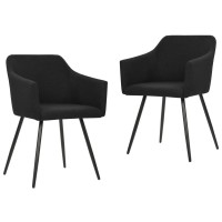 vidaXL Dining Chairs 2 pcs Black Fabric