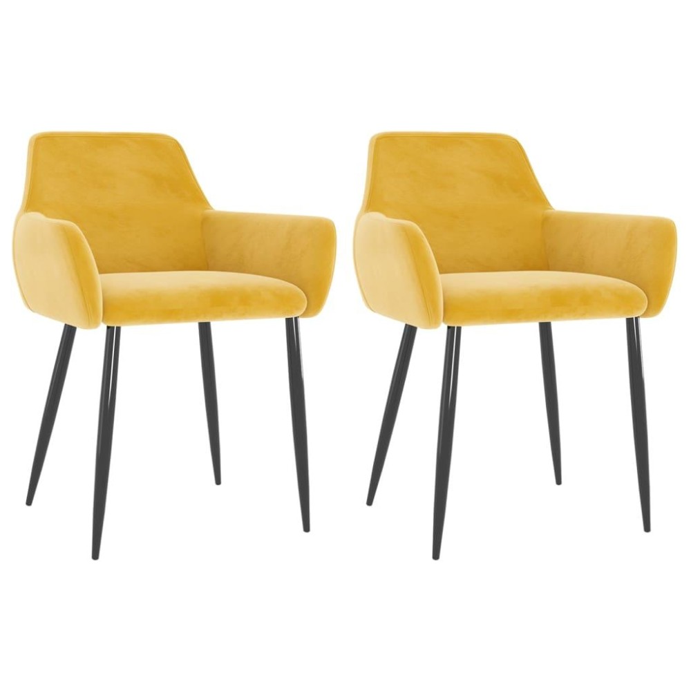 Vidaxl Dining Chairs 2 Pcs Mustard Yellow Velvet