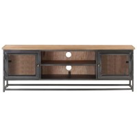 Vidaxl Tv Cabinet Gray 47.2X11.8X15.7 Solid Acacia Wood And Steel