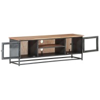 Vidaxl Tv Cabinet Gray 47.2X11.8X15.7 Solid Acacia Wood And Steel