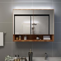 Vidaxl Led Bathroom Mirror Cabinet Oak 31.5X5.9X23.6 Mdf