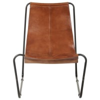 vidaXL Relaxing Chair Brown Real Leather