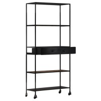 Vidaxl Book Cabinet 35.4X13.8X70.9 Rough Mango Wood & Iron