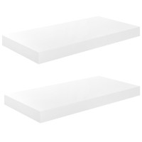 Vidaxl Floating Wall Shelves 2 Pcs High Gloss White 19.7X9.1X1.5 Mdf