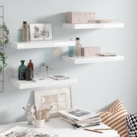 Vidaxl Floating Wall Shelves 4 Pcs High Gloss White 19.7X9.1X1.5 Mdf