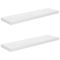 Vidaxl Floating Wall Shelves 2 Pcs High Gloss White 35.4X9.3X1.5 Mdf