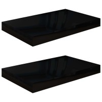 Vidaxl Floating Wall Shelves 2 Pcs High Gloss Black 15.7X9.1X1.5 Mdf