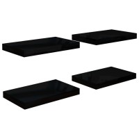 Vidaxl Floating Wall Shelves 4 Pcs High Gloss Black 15.7X9.1X1.5 Mdf
