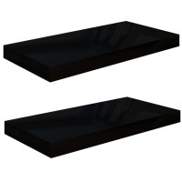 Vidaxl Floating Wall Shelves 2 Pcs High Gloss Black 19.7X9.1X1.5 Mdf