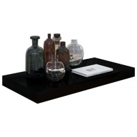 Vidaxl Floating Wall Shelves 2 Pcs High Gloss Black 19.7X9.1X1.5 Mdf