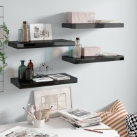 Vidaxl Floating Wall Shelves 4 Pcs High Gloss Black 19.7X9.1X1.5 Mdf