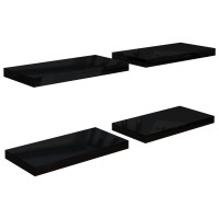 Vidaxl Floating Wall Shelves 4 Pcs High Gloss Black 19.7X9.1X1.5 Mdf