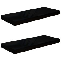 Vidaxl Floating Wall Shelves 2 Pcs High Gloss Black 23.6X9.3X1.5 Mdf