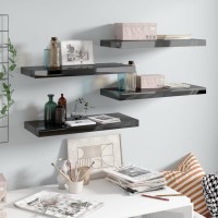 Vidaxl Floating Wall Shelves 4 Pcs High Gloss Black 23.6X9.3X1.5 Mdf