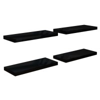 Vidaxl Floating Wall Shelves 4 Pcs High Gloss Black 23.6X9.3X1.5 Mdf