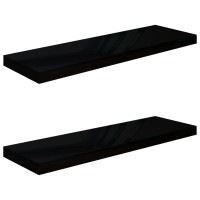 Vidaxl Floating Wall Shelves 2 Pcs High Gloss Black 31.5X9.3X1.5 Mdf